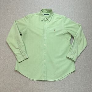 Ralph Lauren Shirt Mens L Green Button-Down Long Sleeve 100% Cotton Dress Casual